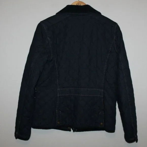 Lauren Ralph Lauren Quilted Denim Barn Jacket Corduroy Trim Collar Medium HW9832 - Picture 7 of 12